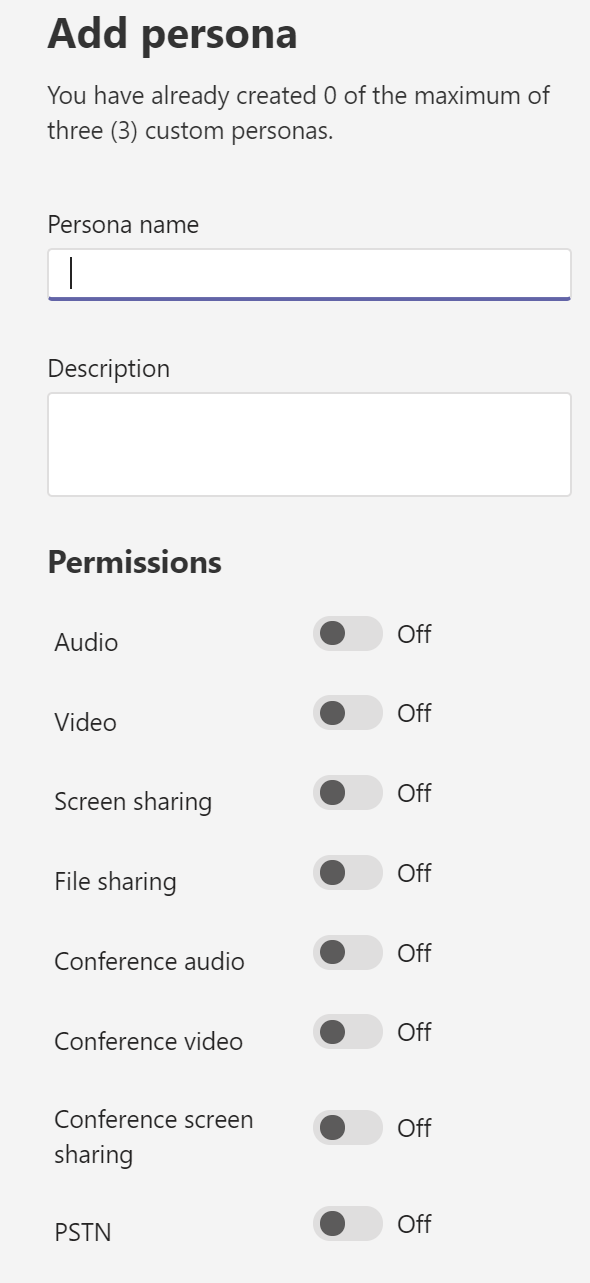 Custom Personas Teams Admin Center
