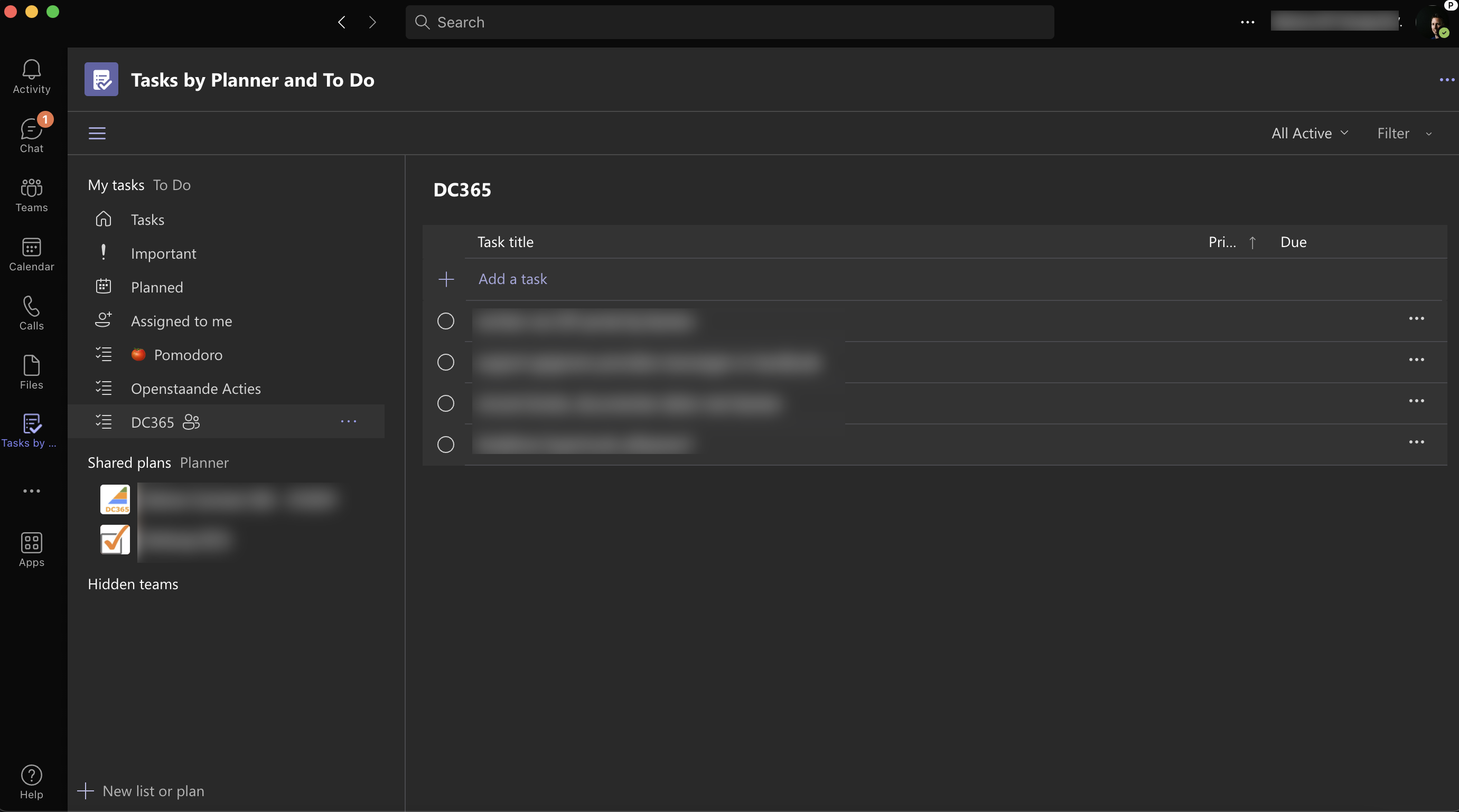 Tasks planner in Teams
