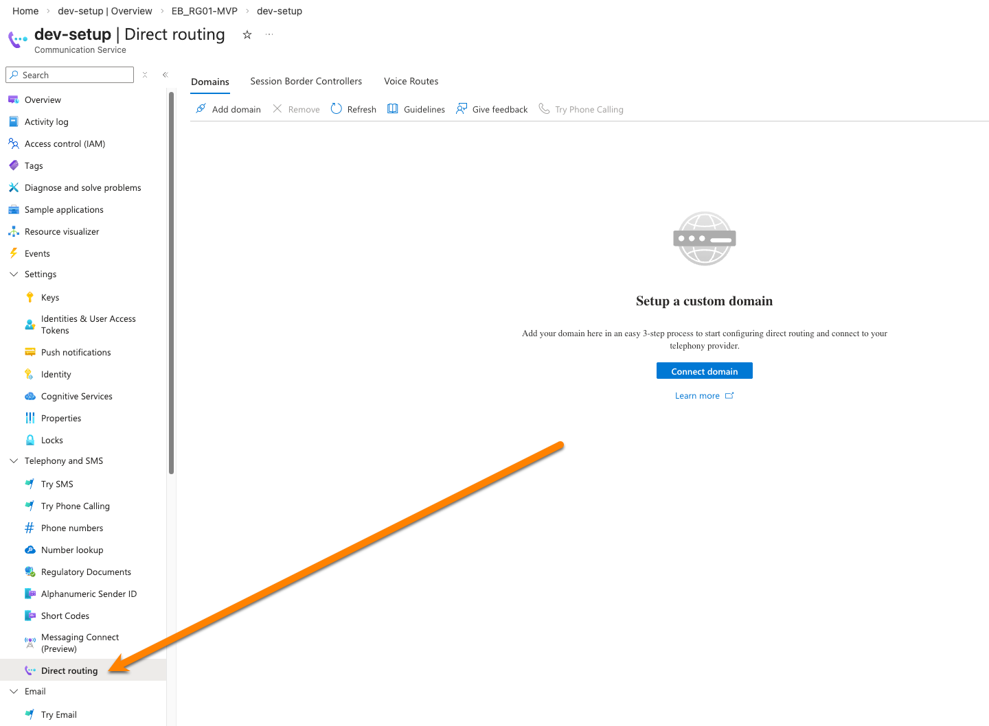 Azure communications direct routing