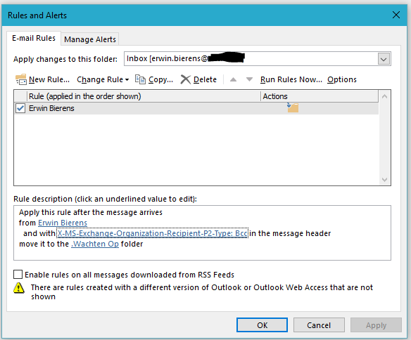 Outlook Rules and Alerts